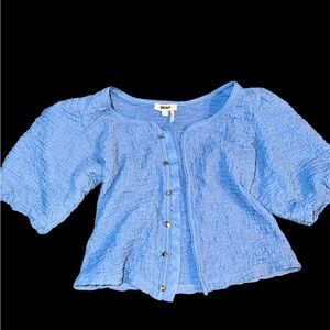 DKNY Textured Blue Top with Buttons NWOT